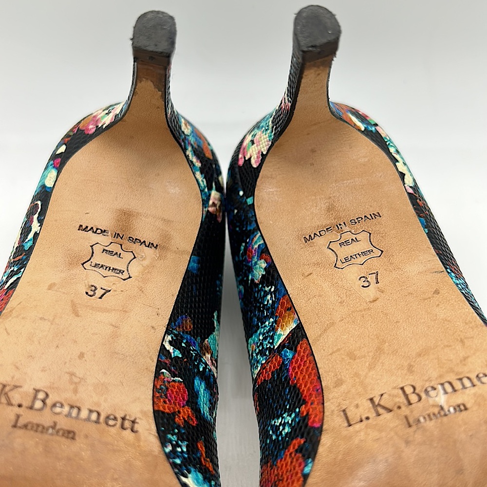 LK Bennett Floral Snake Skin Texture Leather Stiletto Heels Shoes *Sz 37/Sz 6* - Picture 10 of 10